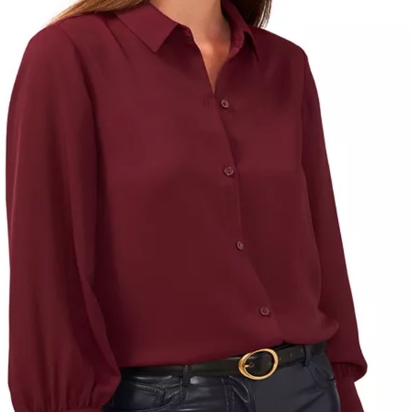 Vince Camuto button up blouse use with shoulder pads 3X Brick Red - Picture 3 of 3